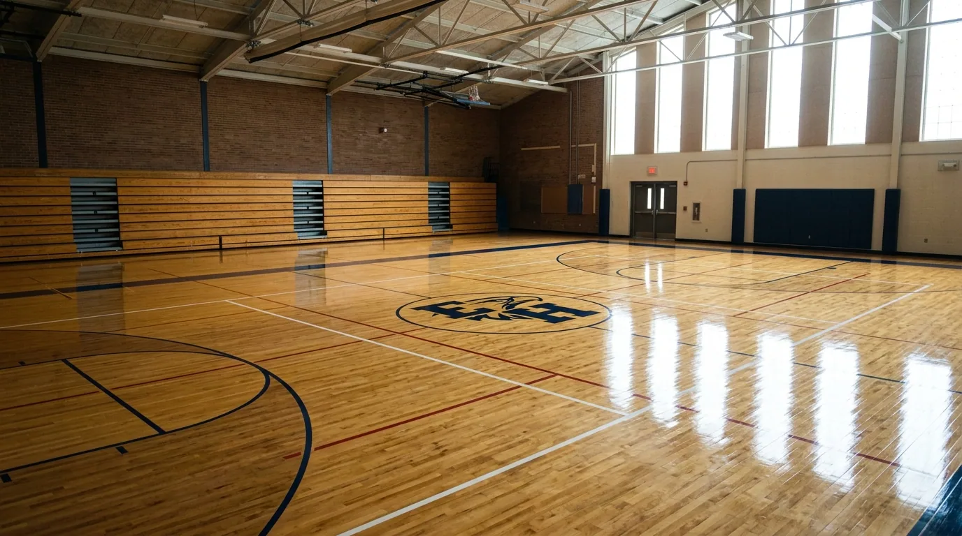 The finished result of professional gym floor match: the completed work looking clean, correct and — Fort Wayne, IN
