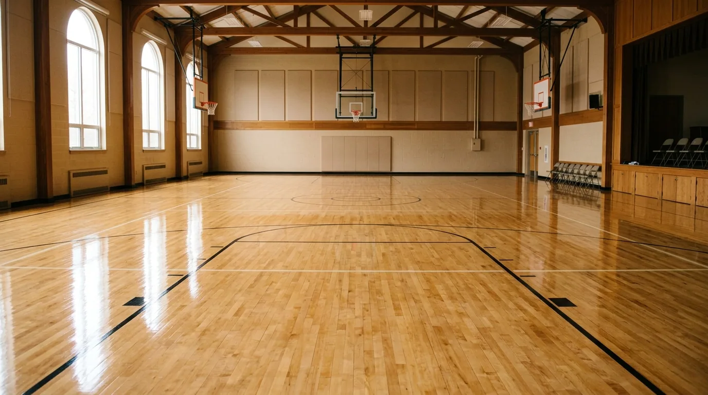 The finished result of professional gym floor match: the completed work looking clean, correct and — Fort Wayne, IN