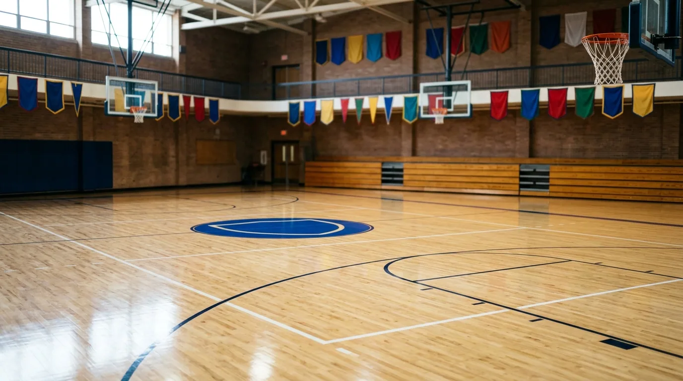 The finished result of professional gym floor match: the completed work looking clean, correct and — Fort Wayne, IN