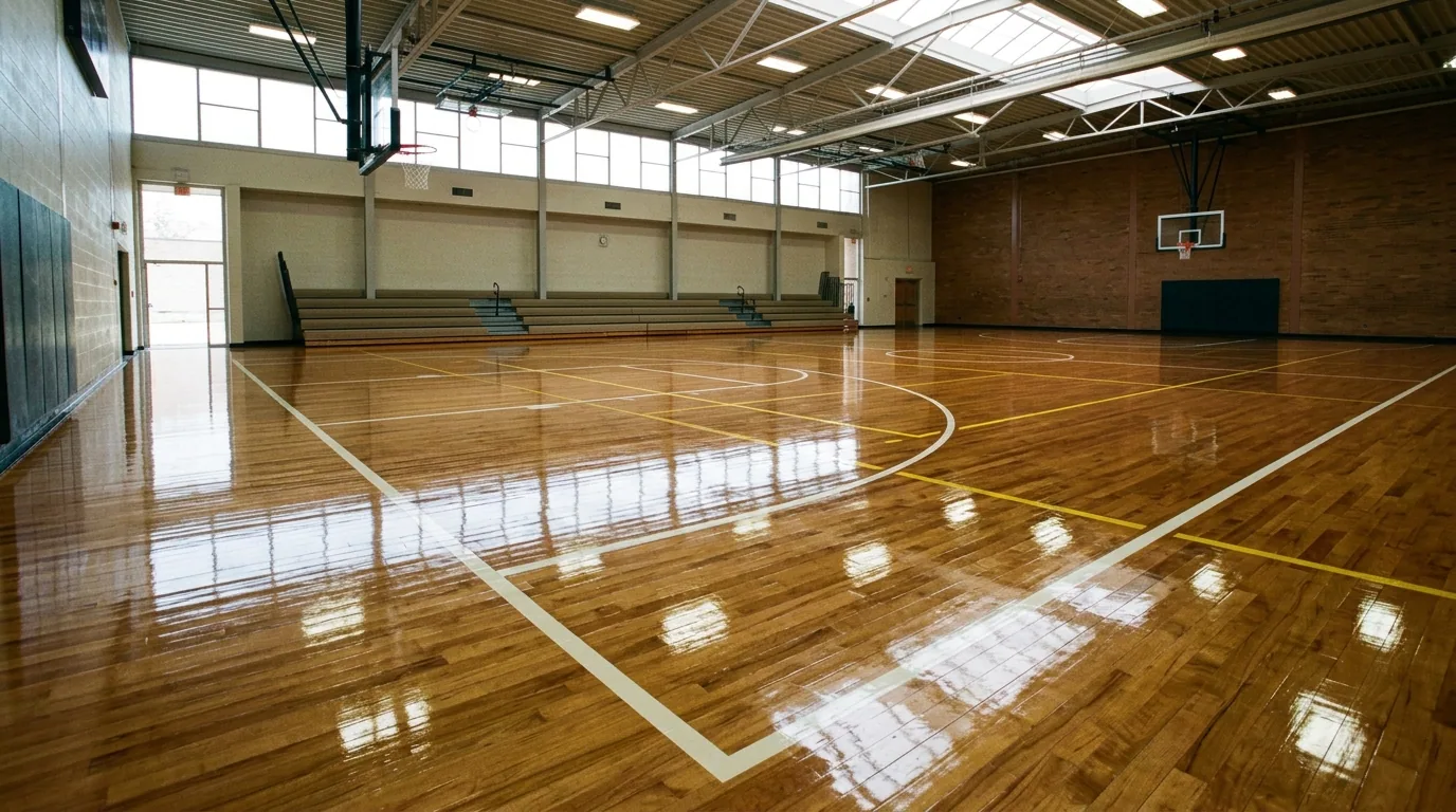 The finished result of professional gym floor match: the completed work looking clean, correct and — Fort Wayne, IN
