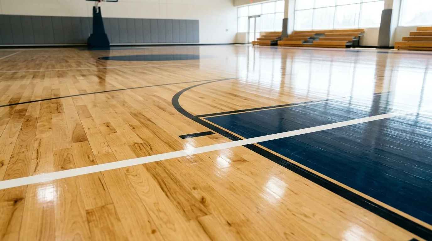 The finished result of professional gym floor match: the completed work looking clean, correct and — Fort Wayne, IN