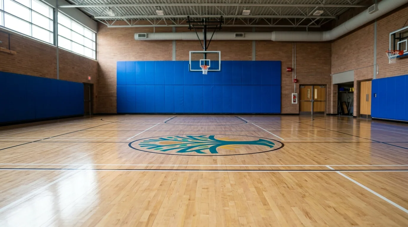 The finished result of professional gym floor match: the completed work looking clean, correct and — Fort Wayne, IN